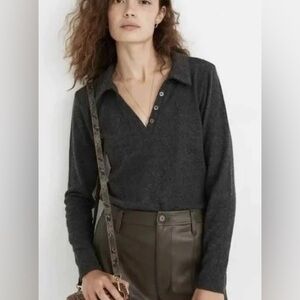 Gray XS madewell plush ribbed polo